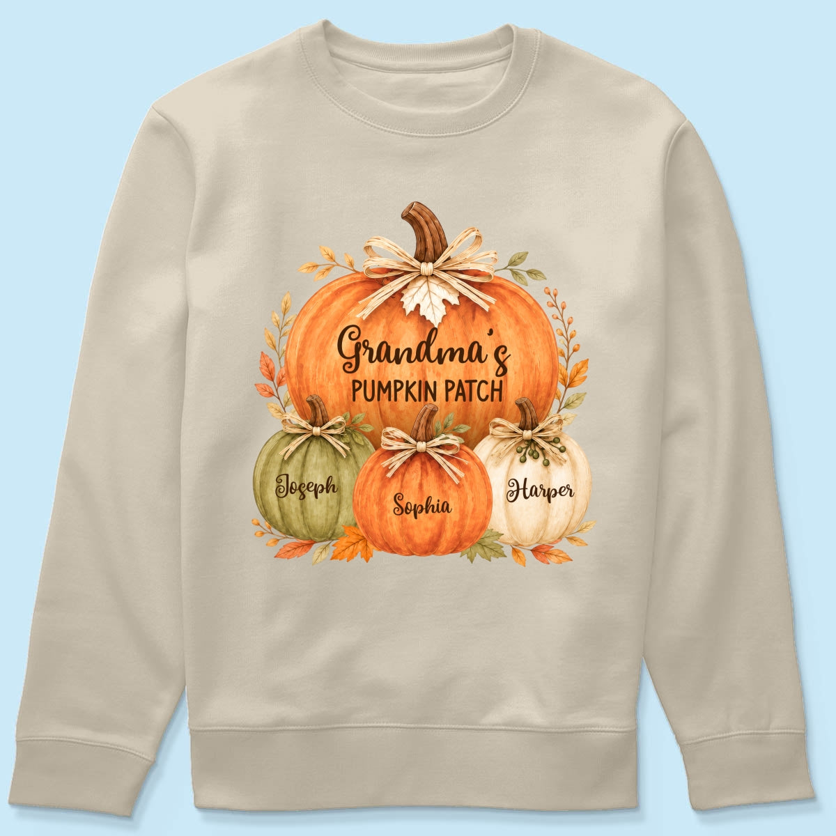 Grandma & Grandpa's Pumpkin Patch Watercolor - Personalized Shirt - Fall Season Gift For Grandparents