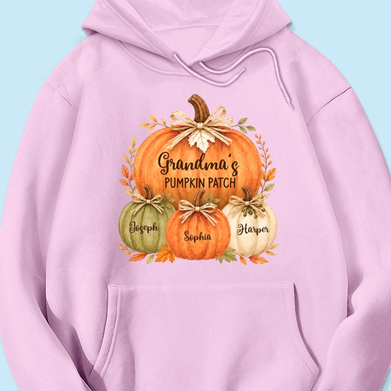 Grandma & Grandpa's Pumpkin Patch Watercolor - Personalized Shirt - Fall Season Gift For Grandparents