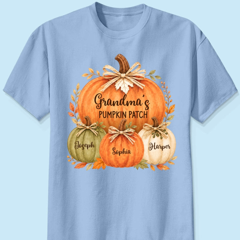 Grandma & Grandpa's Pumpkin Patch Watercolor - Personalized Shirt - Fall Season Gift For Grandparents