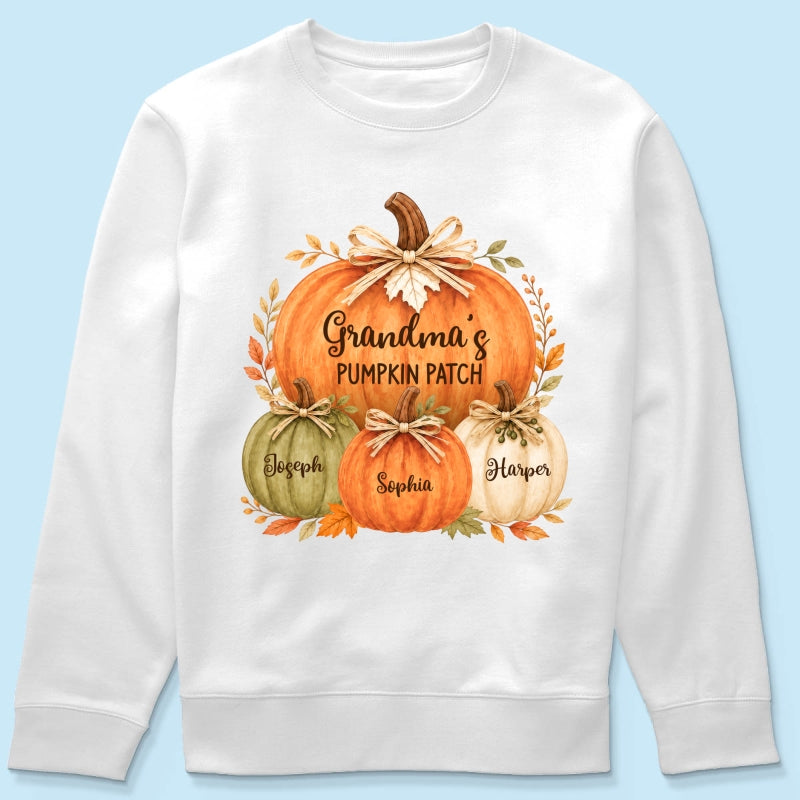 Grandma & Grandpa's Pumpkin Patch Watercolor - Personalized Shirt - Fall Season Gift For Grandparents