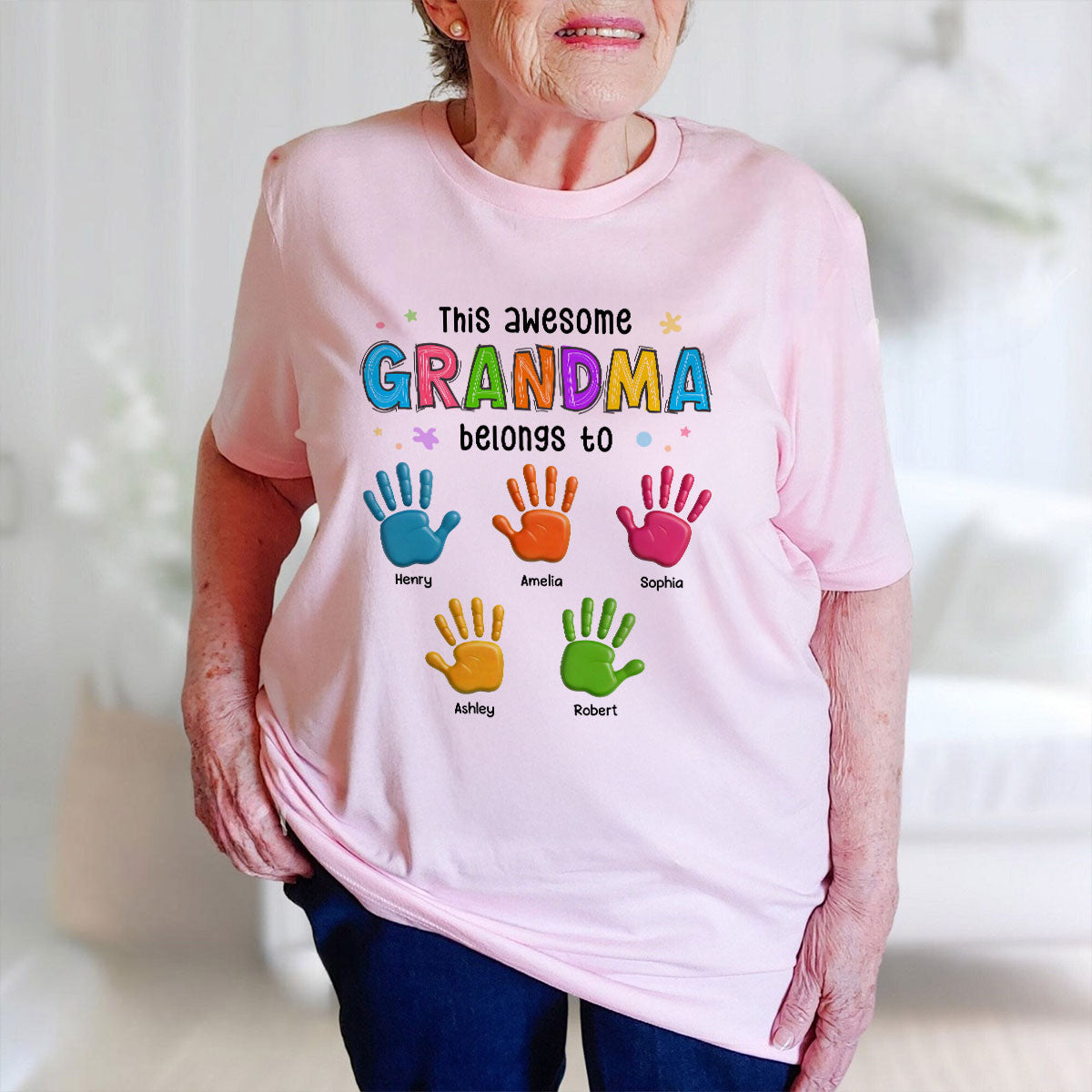 Belongs To Hand 3D Effect Colorful Handprints Personalized Shirt