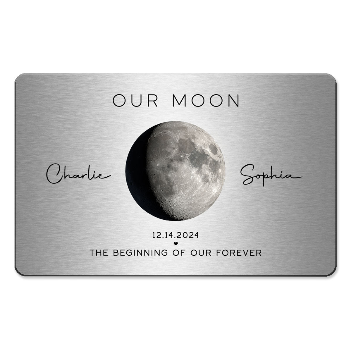 Our Moon Couple Gift Moon Phase Art Anniversary Gift For Him Personalized Metal Wallet Card