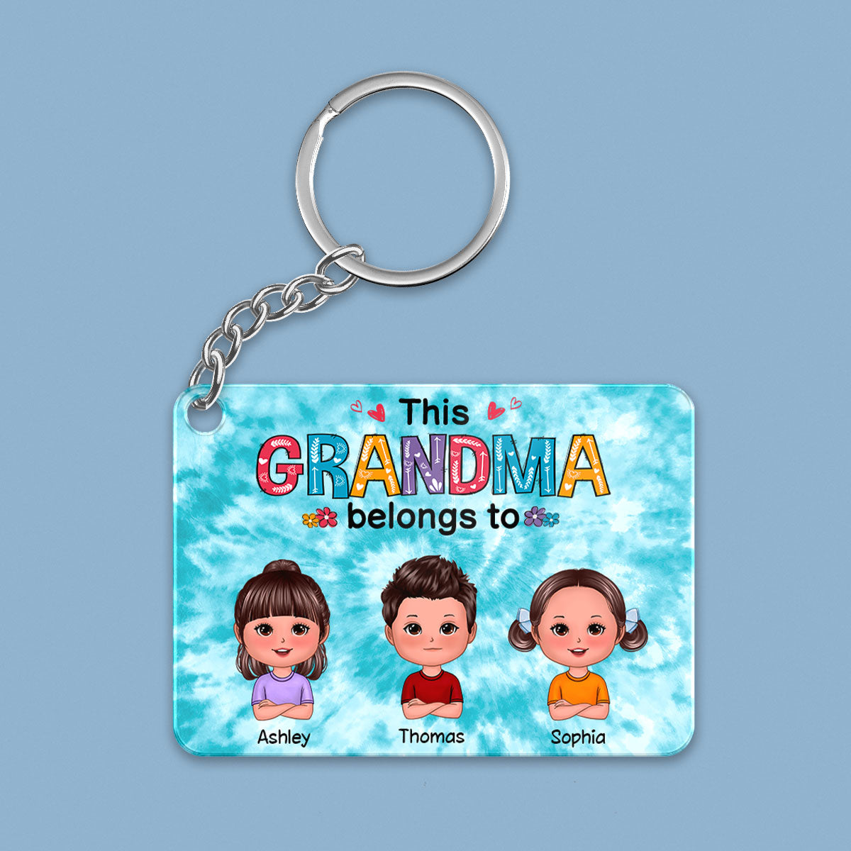 Colorful Floral Pattern This Grandma Mom Belongs To Doll Kids Personalized Acrylic Keychain