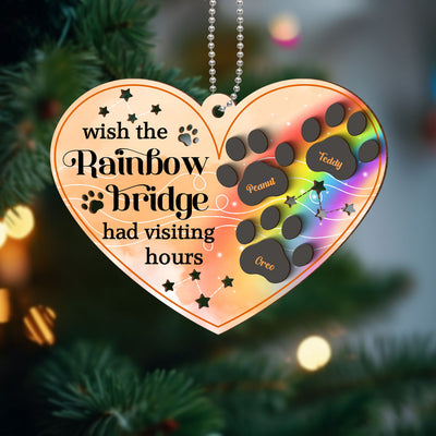 Wish The Rainbow Bridge Had Visiting Hours Personalized 2-Layer Wooden Ornament, Christmas Loss of Pet Sympathy Gift