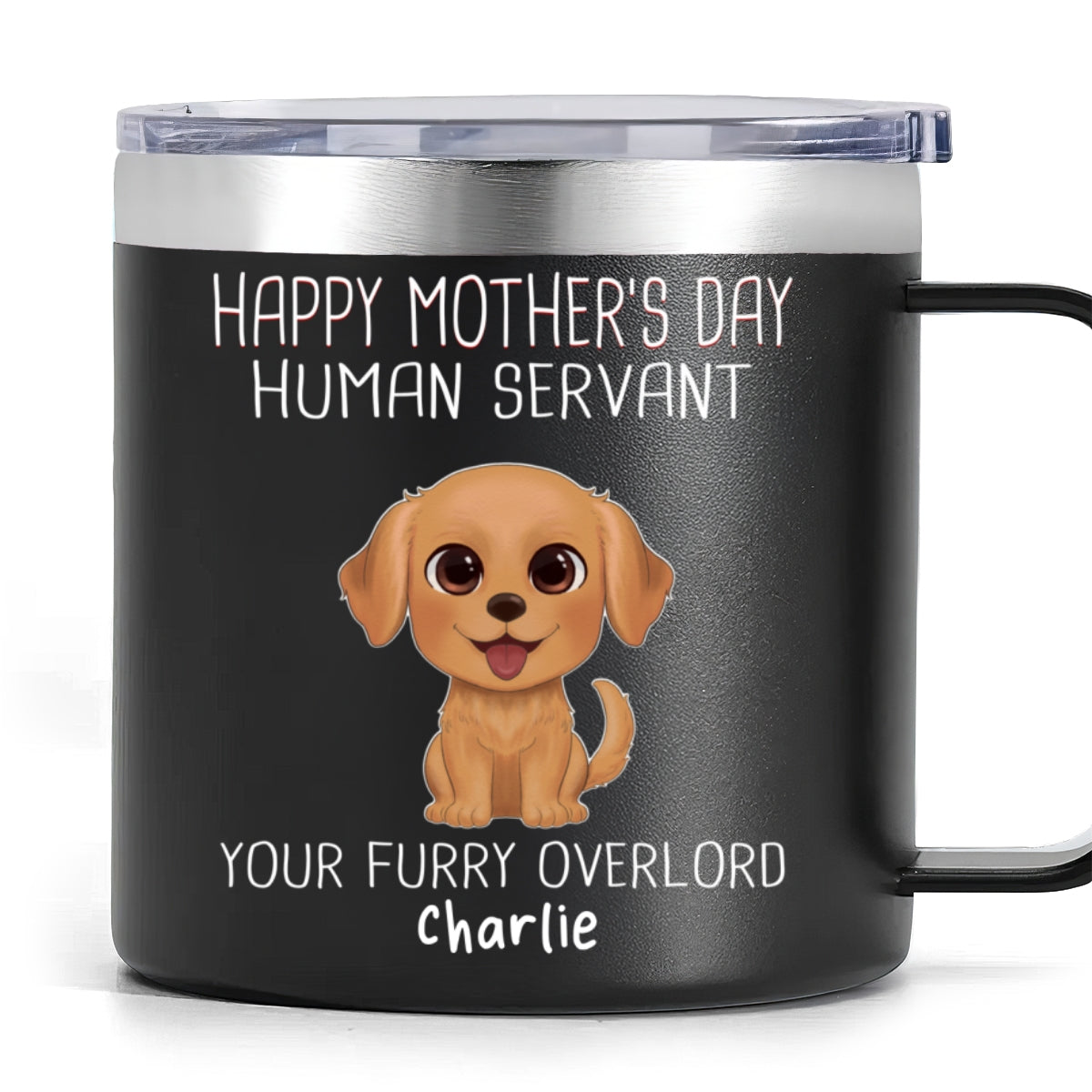 Happy Mother's Father's Day Day Human Servant Watercolor Cute Dogs Personalized Stainless Steel Tumbler With Handle