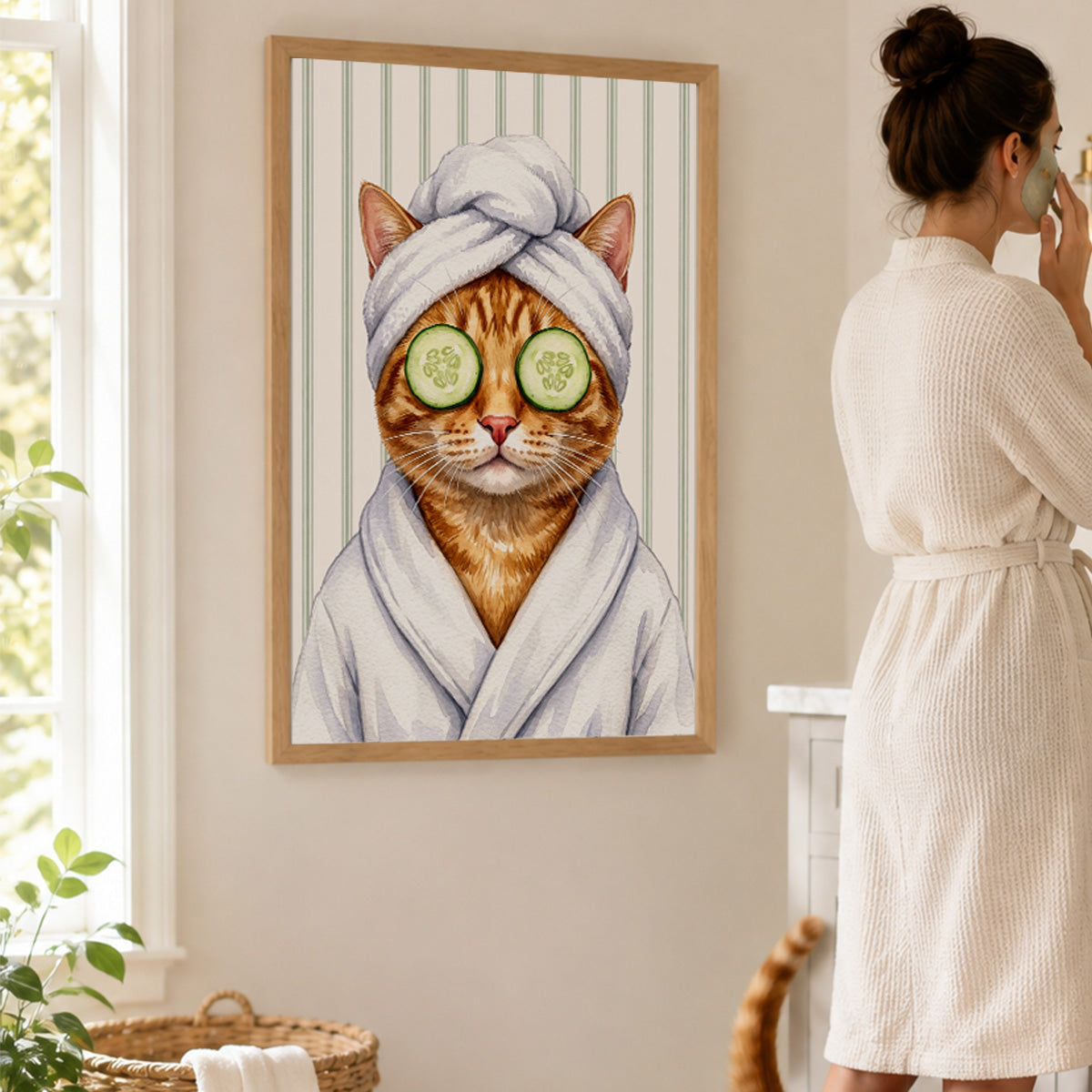 Custom Bathroom Pet Portrait From Photo - Personalized Poster - Funny Bathroom Decor For Pet Lovers