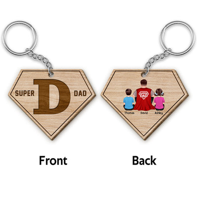 Super Dad Personalized Wooden Keychain