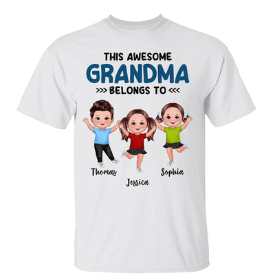 This Grandma Mom Dad Grandpa Belongs To Happy Kids Personalized Shirt