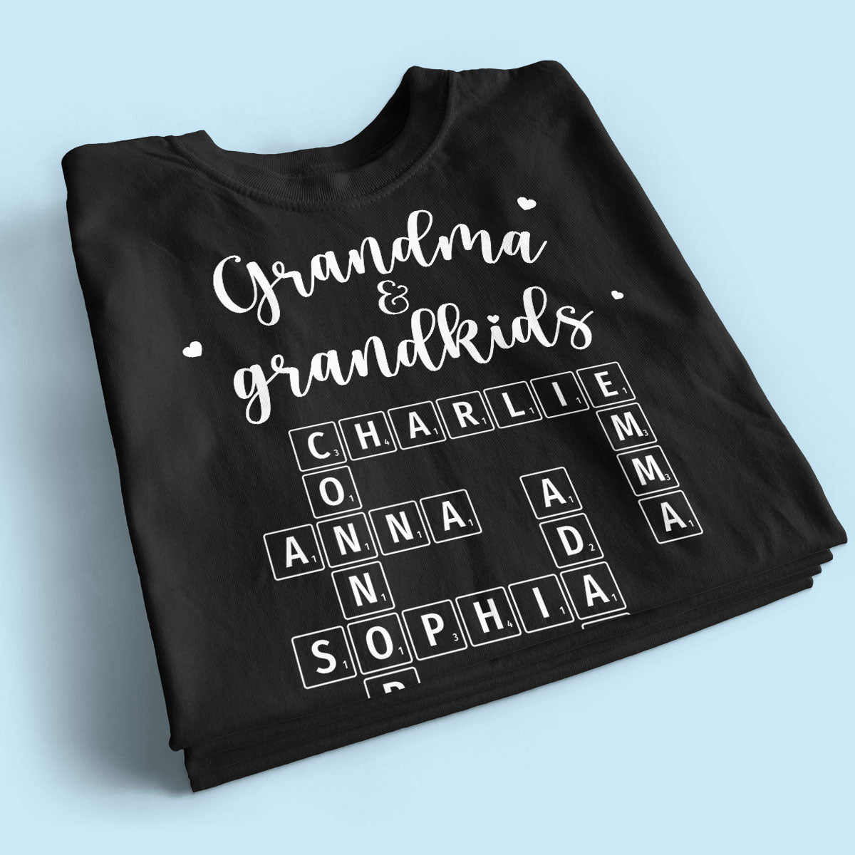 Grandma Grandpa & Grandkids Forever Linked Together Crossword Puzzle Art Personalized Shirt