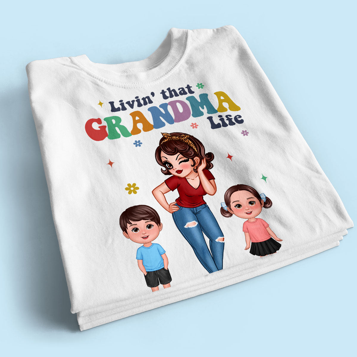 Livin' That Grandma Life  Cool Grandma Grandkids Colorful Stylish Graphic, Personalized Shirt, Gift For Grandma