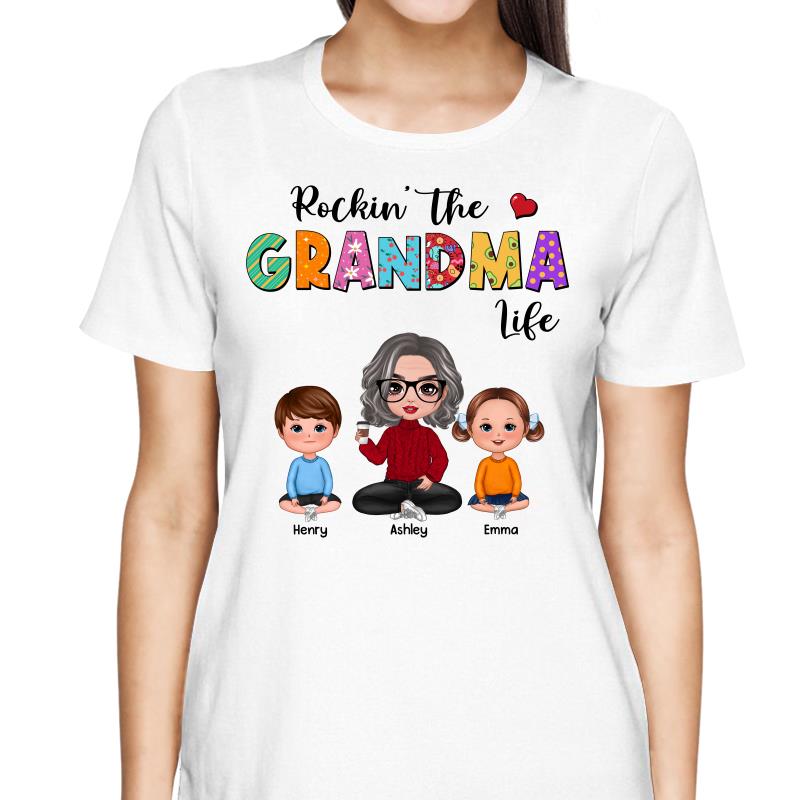 Rockin‘ Grandma Life Colorful Pattern Personalized Shirt