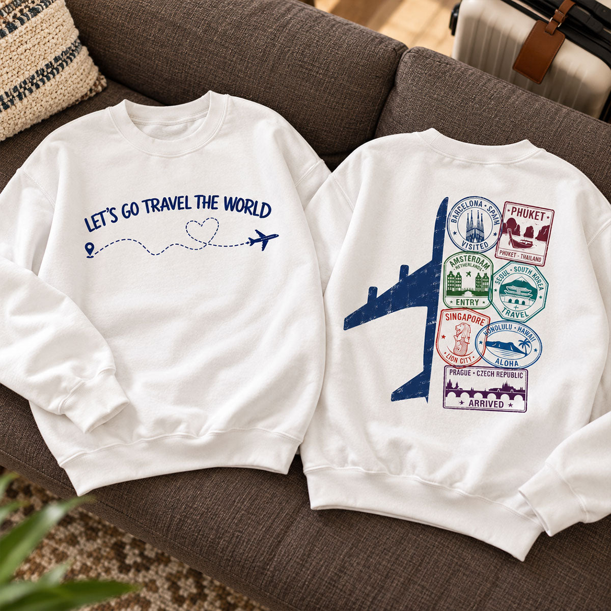 World Travel Passport Stamps - Personalized Shirt - Gift for Travel Lovers & Adventurers