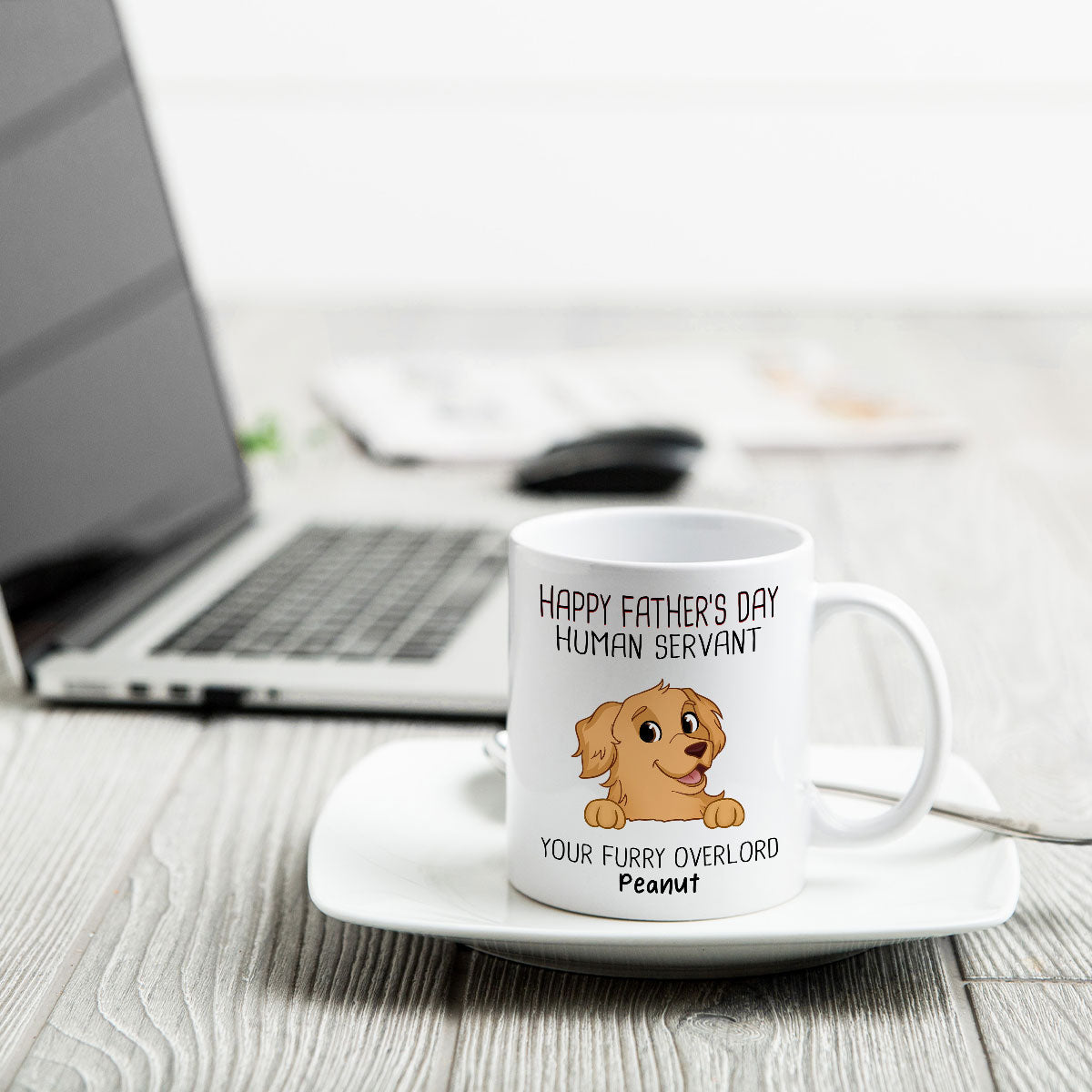 Happy Father‘s Day Human Servant Funny Cute Dogs Personalized Mug, Gift For Dog Dad