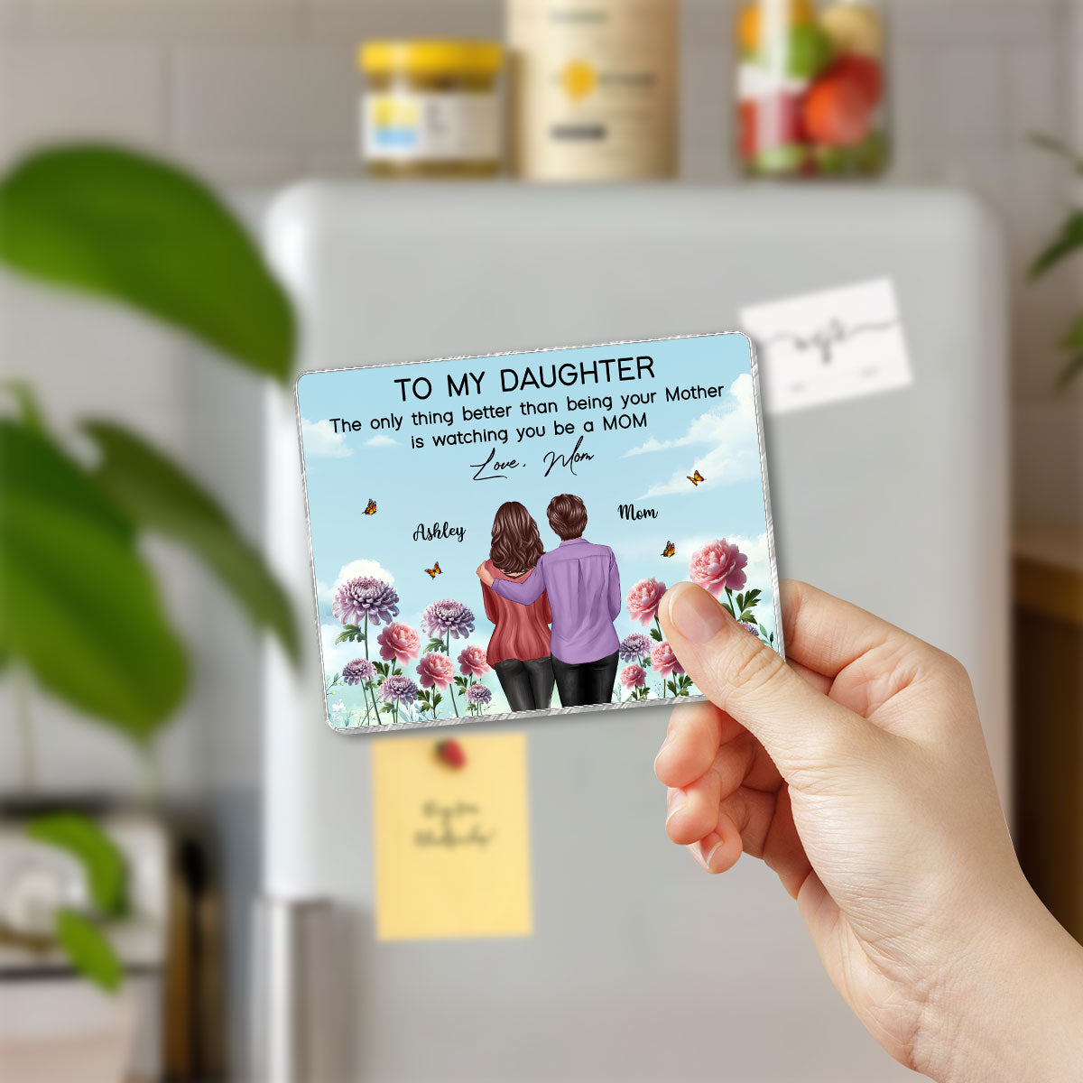 To My Daughter From Mom Happy Mother's Day Birth Flower Personalized Acrylic Fridge Magnet, Gift For Daughter