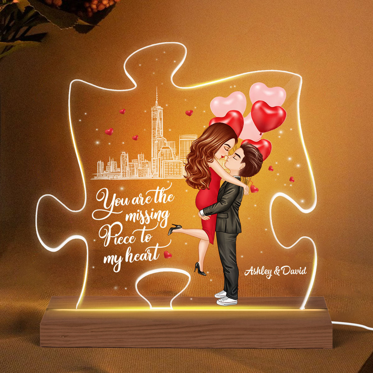 The Missing Piece To My Heart Personalized Acrylic Custom Shape Puzzle Plaque