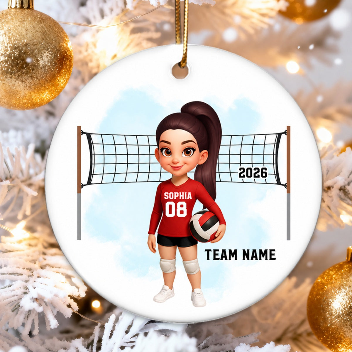 Christmas Volleyball Player - Personalized Ceramic Ornament - Gift For Volleyball Lovers, School Volleyball Team