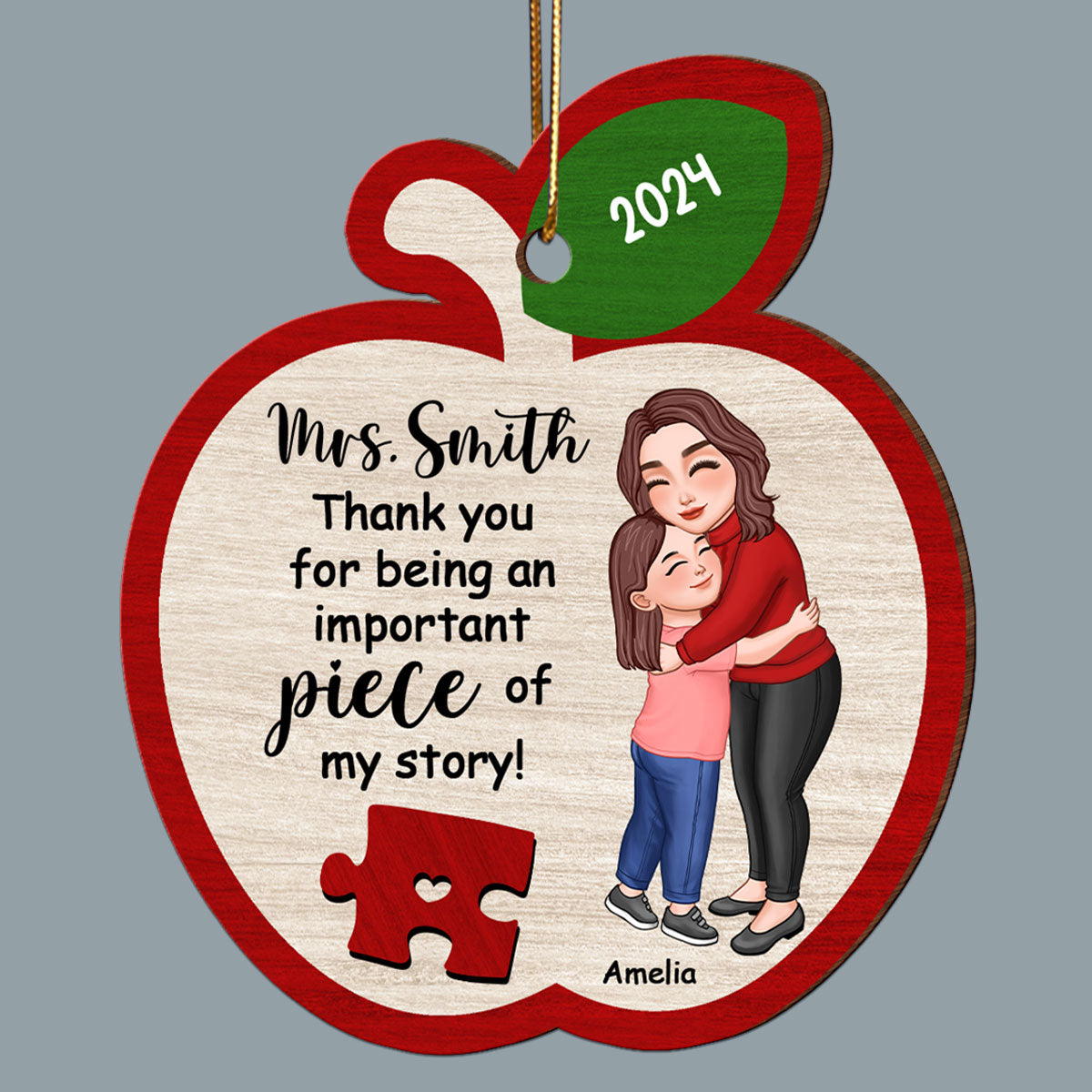 Thank You For Being An Importance Piece Teacher Appreciation Gifts Personalized Wooden Ornament