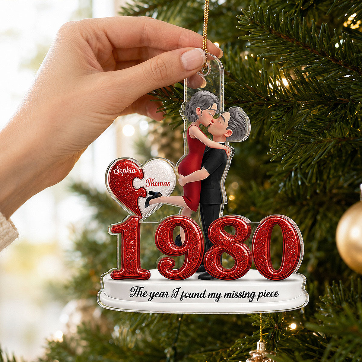 The Year I Found My Missing Piece 2D Flat - Personalized Acrylic Ornament - Christmas Keepsake for Couples
