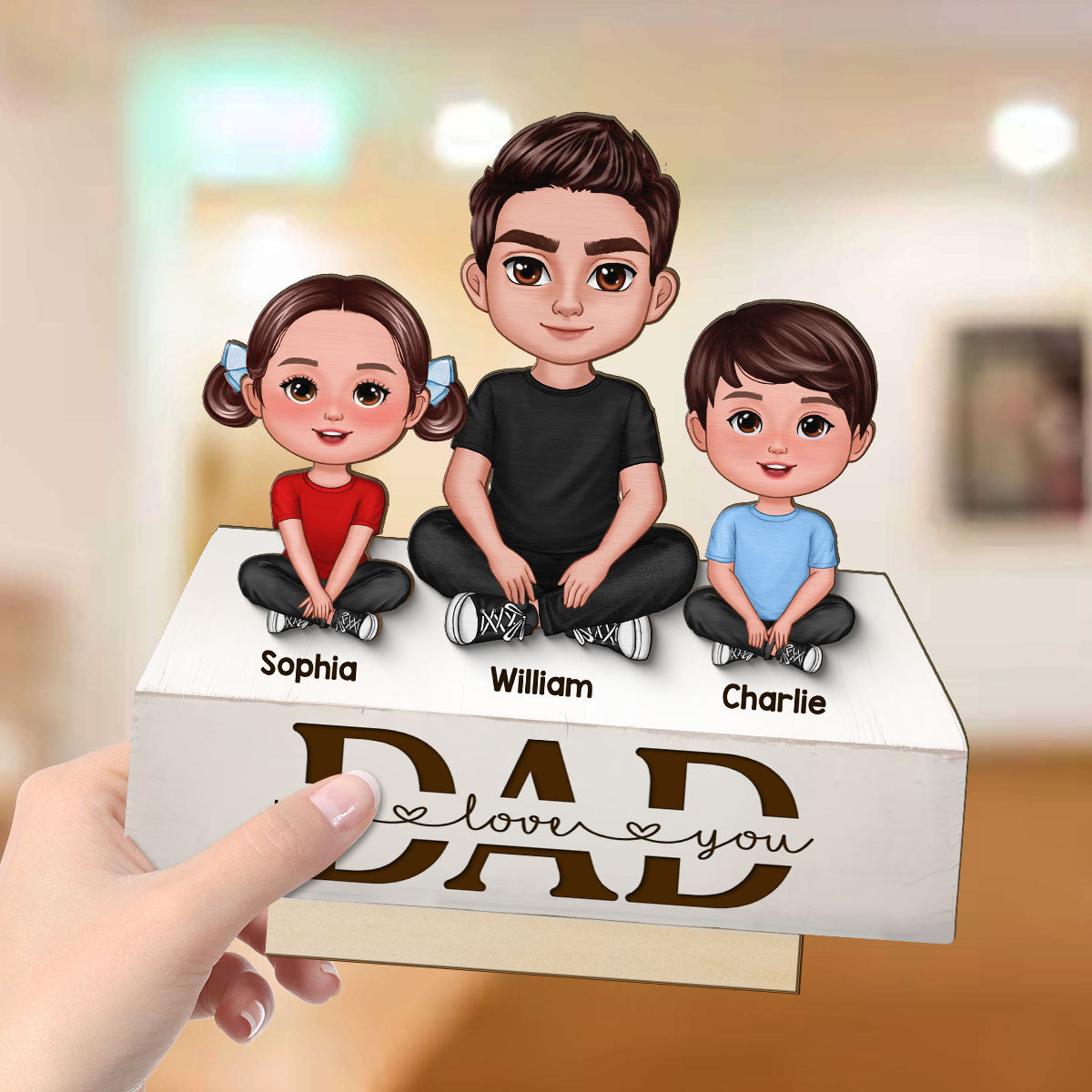 Dad We Love You 2D Flat Printed - Personalized 2-Layer Wooden Plaque - Heartfelt Father's Day Gift For Dad, Husband