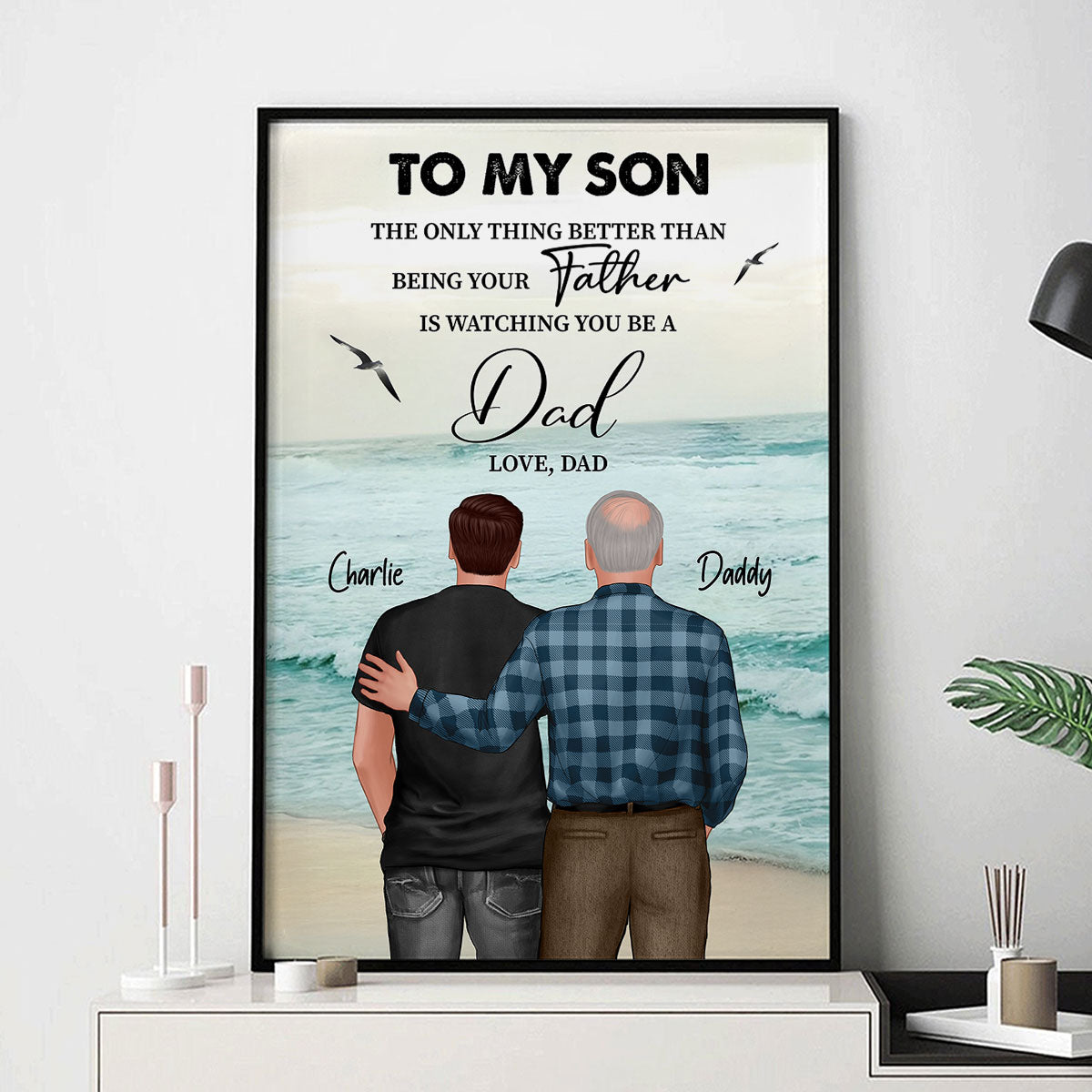 Beach Landscape To My Son From Dad Mom Personalized Poster, Father's Day gift
