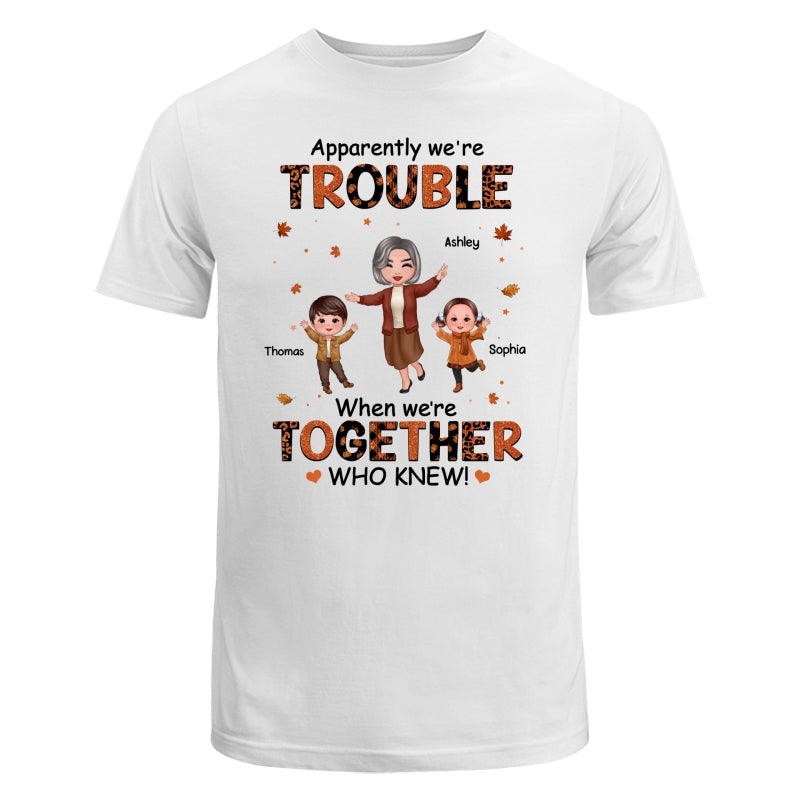 Patterns Fall Season Happy Doll Grandma Mom And Kids Trouble Together Personalized Shirt