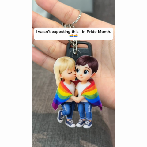 Pride Month LGBT Couple Love Is Love Personalized Acrylic Keychain, Gift For Couple
