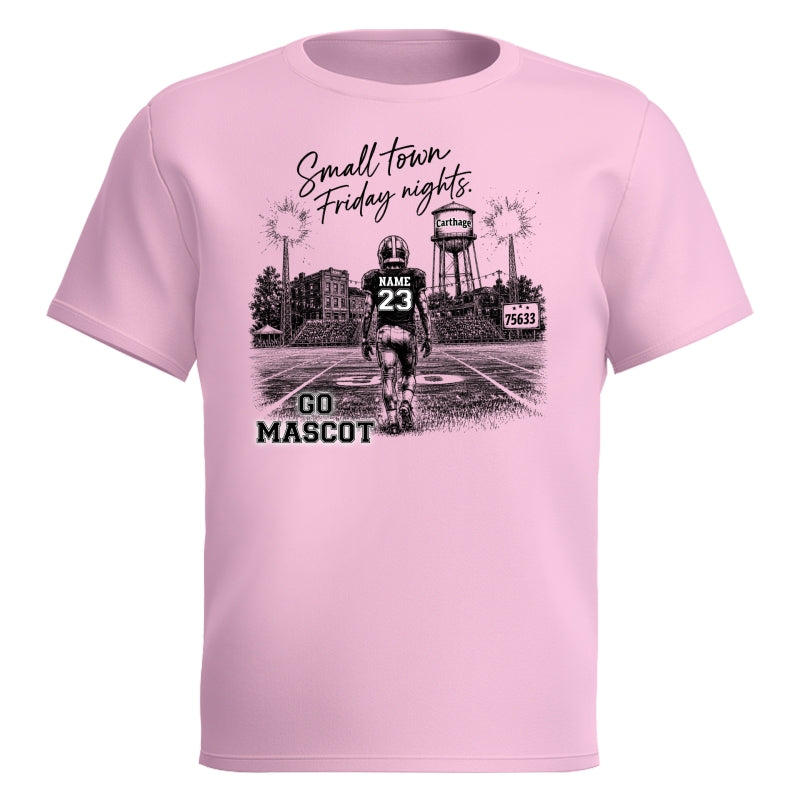 Custom Town Name and Zip Code - Personalized Shirt - Small Town Football, Game Day Hometown Spirit