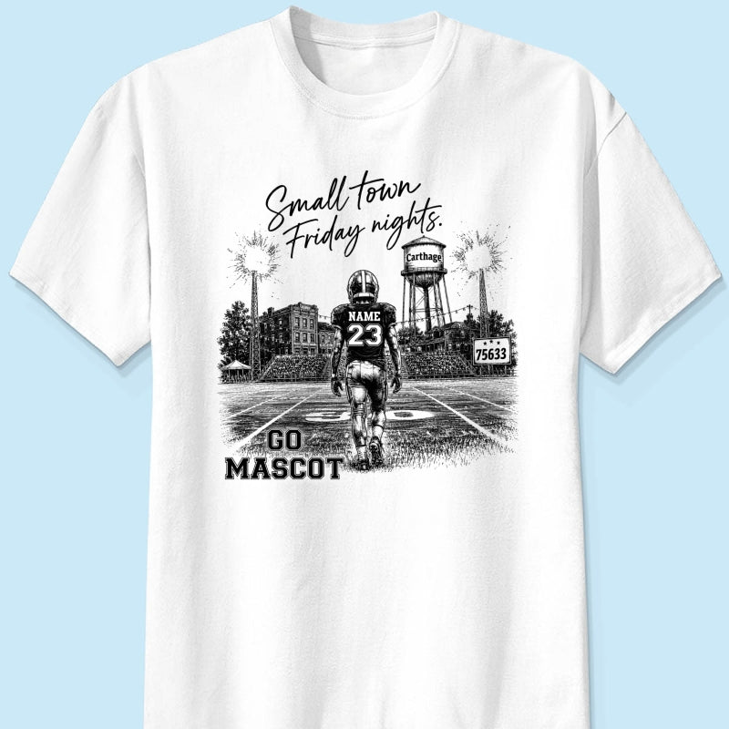 Custom Town Name and Zip Code - Personalized Shirt - Small Town Football, Game Day Hometown Spirit