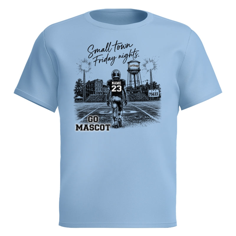 Custom Town Name and Zip Code - Personalized Shirt - Small Town Football, Game Day Hometown Spirit