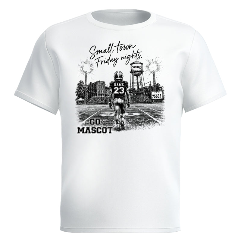 Custom Town Name and Zip Code - Personalized Shirt - Small Town Football, Game Day Hometown Spirit