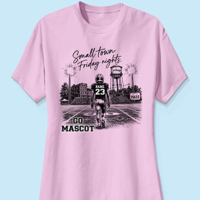Custom Town Name and Zip Code - Personalized Shirt - Small Town Football, Game Day Hometown Spirit