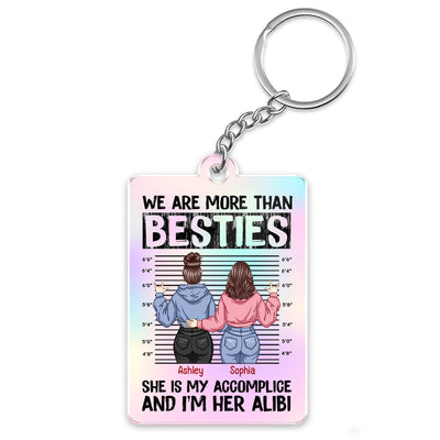 Back View Besties Accomplice Alibi Personalized Acrylic Keychain