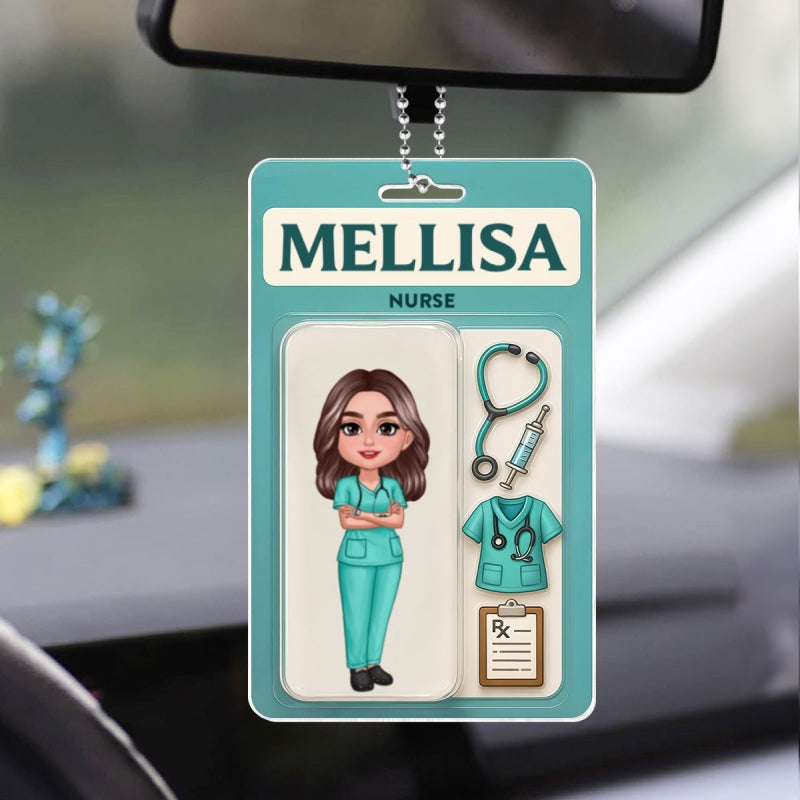Nurse Custom Figure Cute Doll Nurse Personalized Acrylic Car Hanger