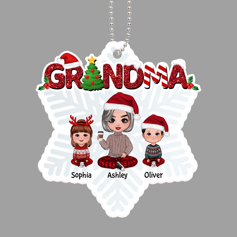 Mom Grandma Letters Christmas Personalized Acrylic Ornament