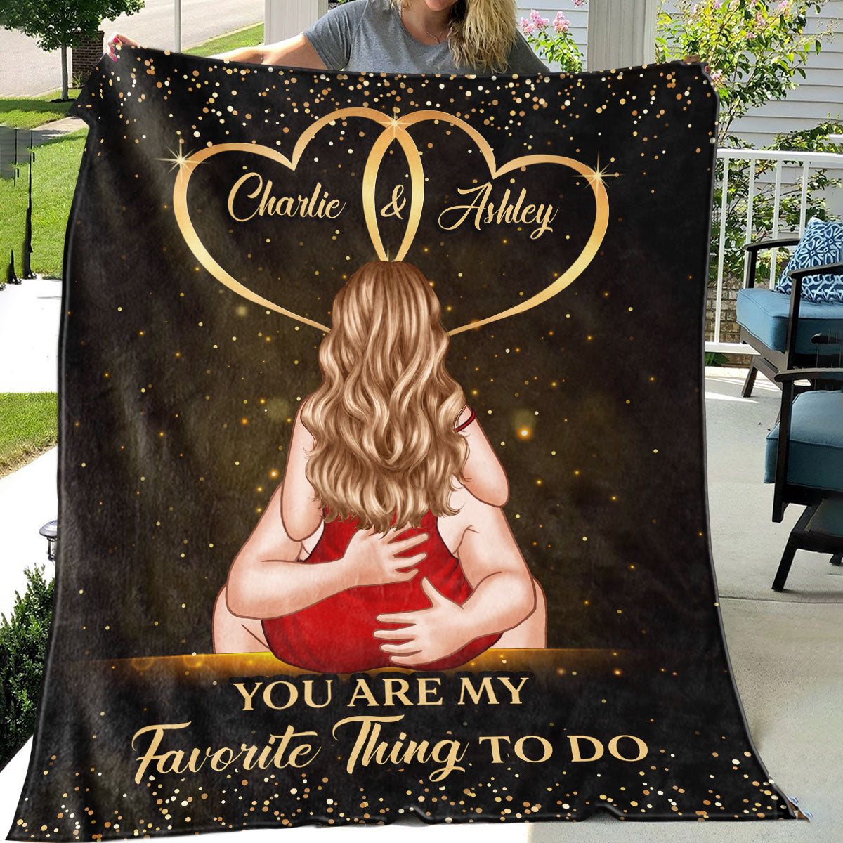 Couple Kiss Passionate Love Gift For Him For Her Personalized Fleece Blanket