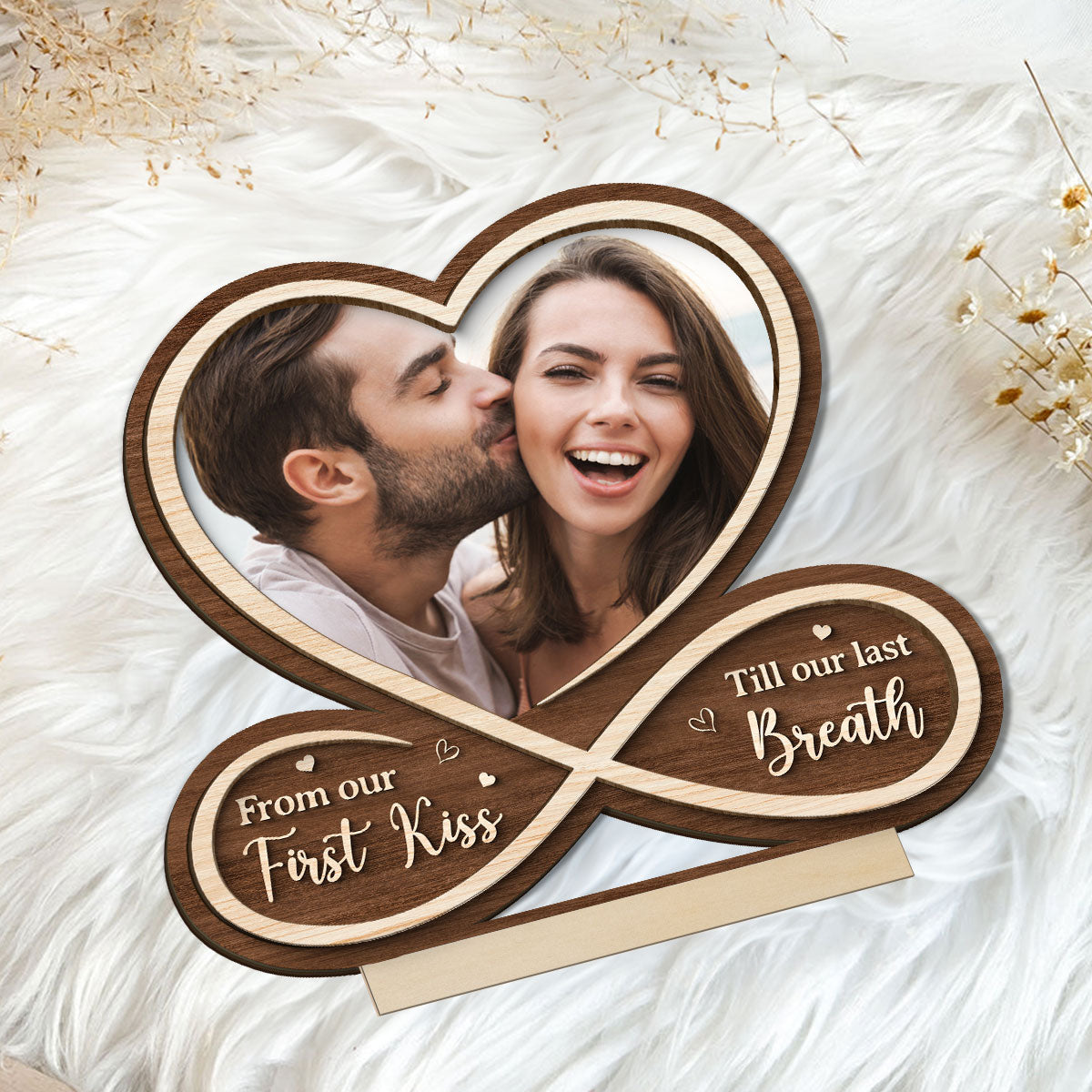 Infinity Custom Couple Photo Personalized 2-Layer Standing Wooden Plaque, Heartfelt Gift For Couple, For Him, For Her, Boyfriend, Girlfriend, Husband, Wife