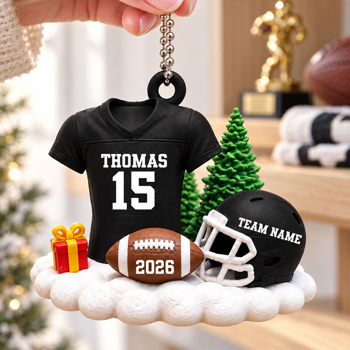 Proud American Football Player Uniform - Personalized 3D Printed Ornament - Real 3D Ornament, Christmas Gift For American Football Players, Grandson, Son, Granddaughter, Daughter
