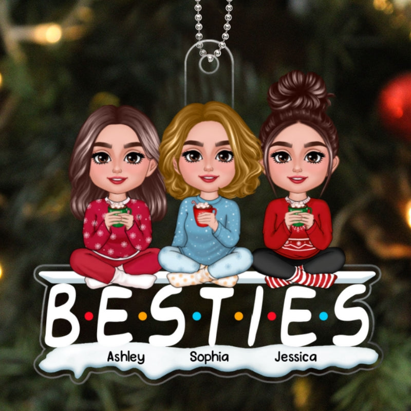 Besties Sisters Friends Sitting Together Personalized Acrylic Ornament