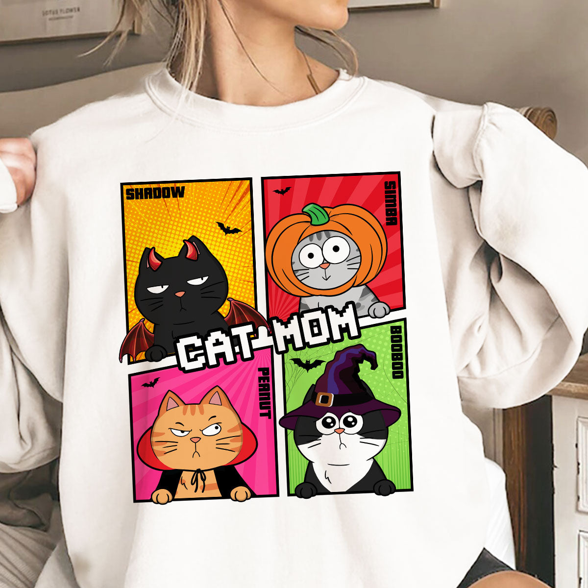 Halloween Funny Cartoon Cat Personalized Sweatshirt
