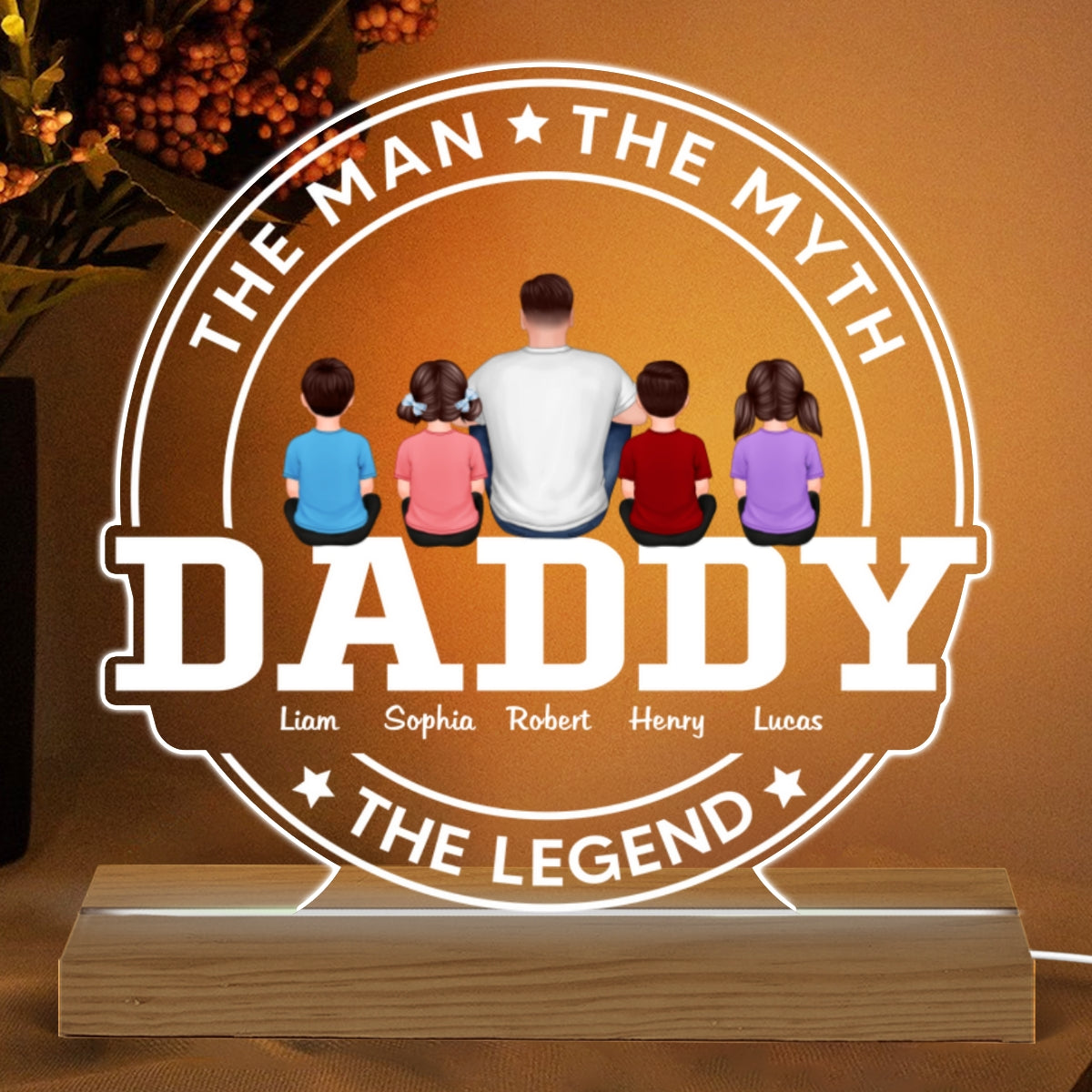 Daddy The Legend Personalized Custom Shape LED Night Light