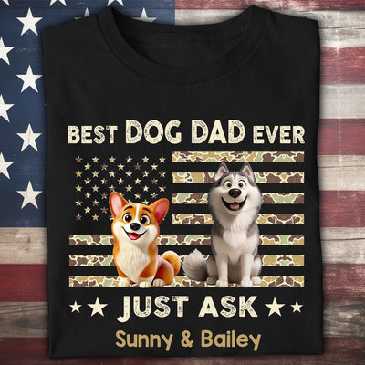 Best Dog Dad Ever Trendy Camouflage Pattern - Personalized Shirt - Father's Day Gift For Dog Dad, Dog Lovers