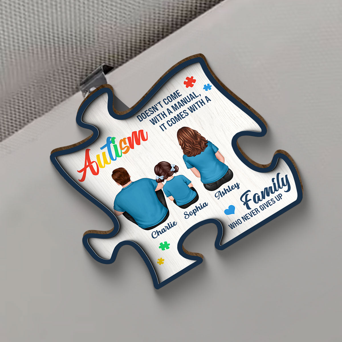 Autism Comes With A Family Never Give Up Family Back View Personalized Car Visor