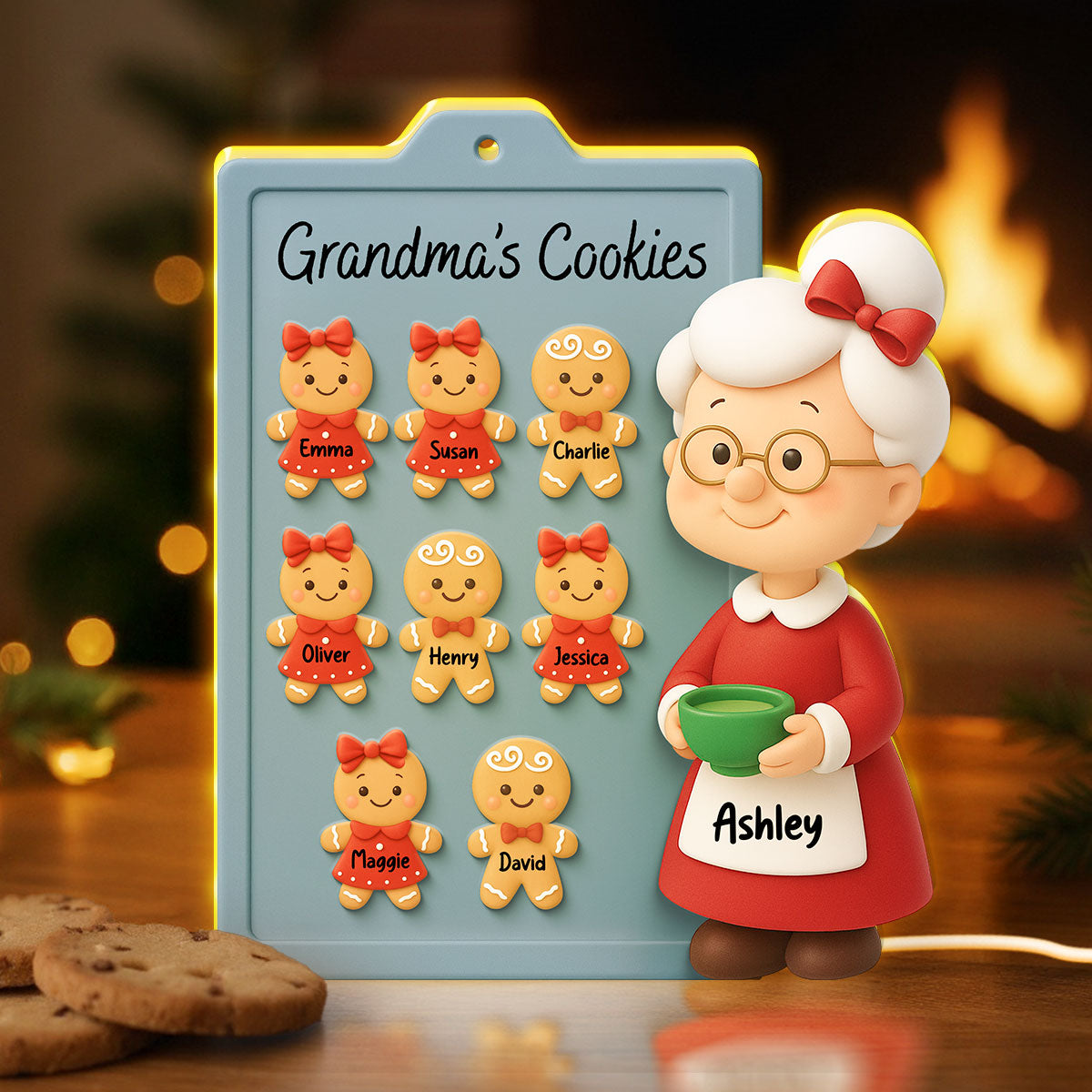 Grandma Cookies 3D Effect - Personalized Light Box - Christmas Gift for Grandmas