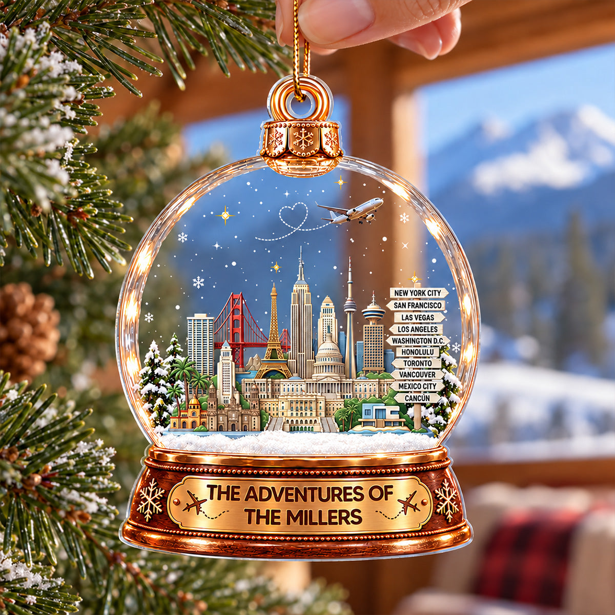 The Places You've Been Landmarks Snow Globe 2D Flat Printed - Personalized Acrylic Ornament - Traveling Destination Keepsake, Christmas Gift For Traveling Lovers