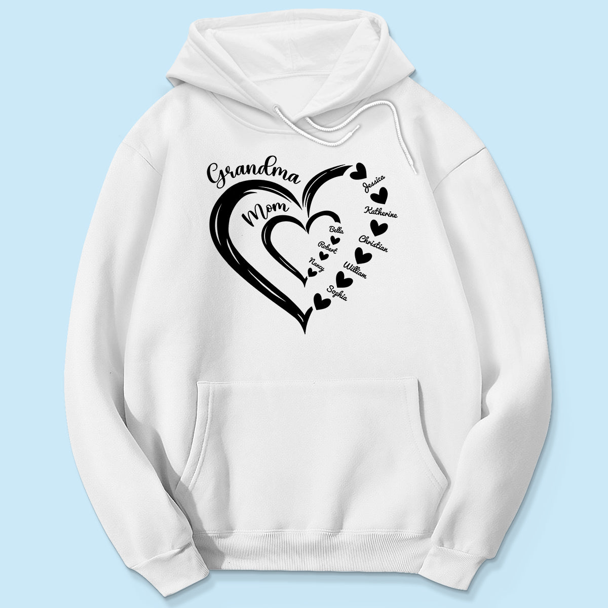 Grandma Mom Heart In Heart Personalized Shirt, Gift For Mom