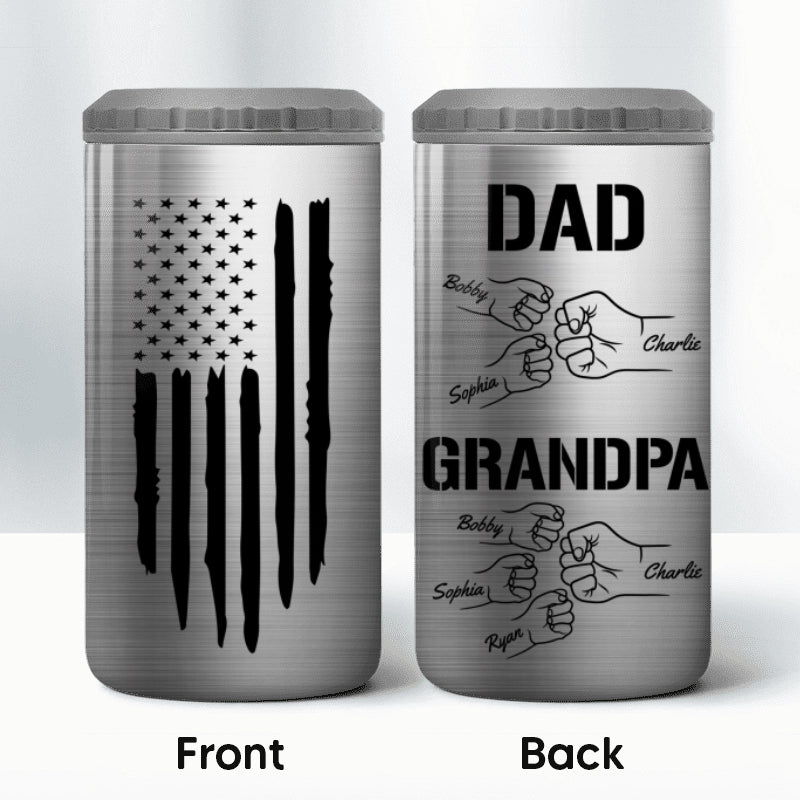 Dad Grandpa Fist Bump Personalized Can Cooler| Coolest Father's Day Gift For Grandpa, Dad
