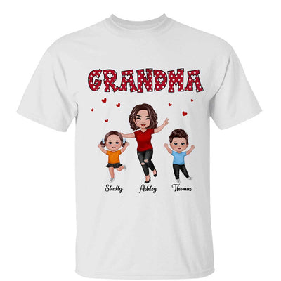 Polka Dot Pattern Happy Grandma And Grandkids Personalized Shirt