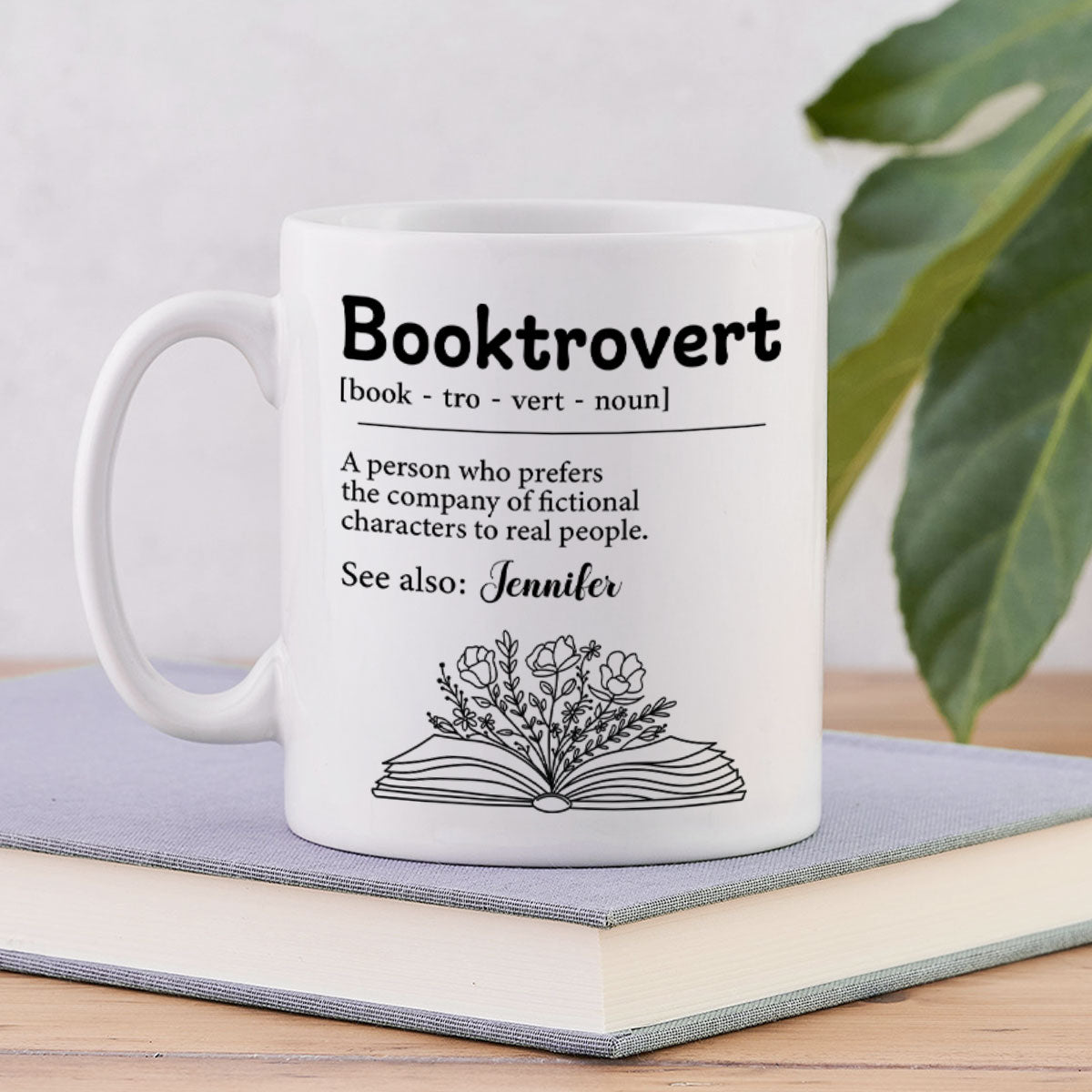 Booktrovert Definition Gift For Book Lover, Bookworm Personalized Mug