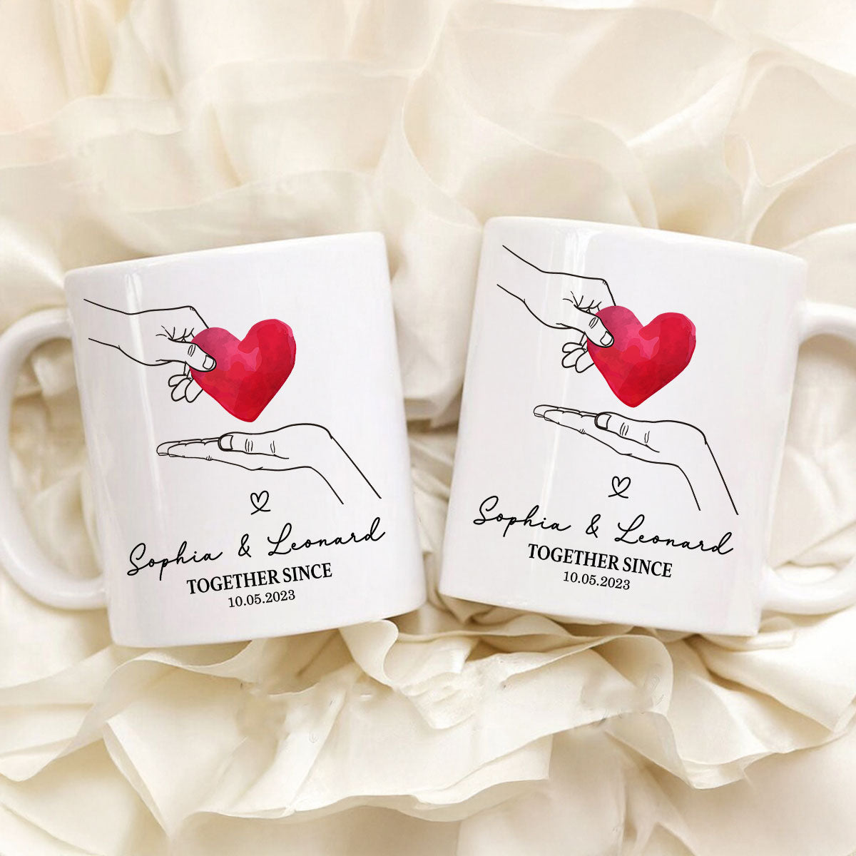 Give You My Heart Couple Hands Personalized Mug,  gift, Anniversary gift for Couples