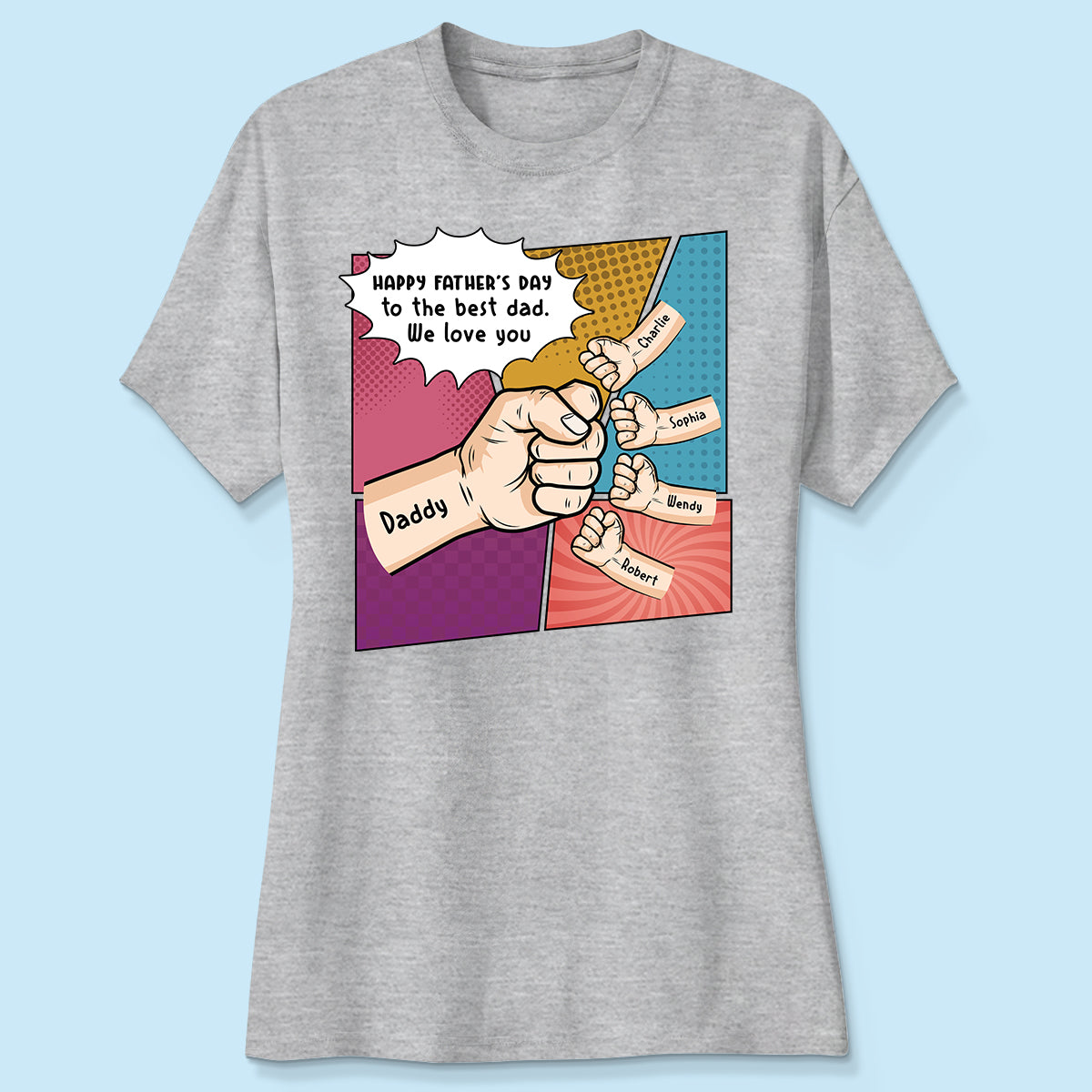 Pop Art Fist Bump Happy Father's Day Personalized Shirt